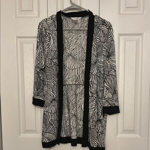 Allison Daley Black and White Cardigan Sweater